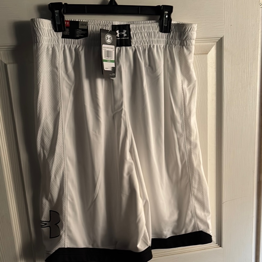 Under Armour White and Black Athletic Shorts Performance